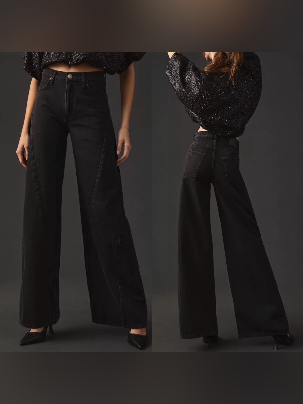 Rag and Bone Sophie Splice High Rise Wide Leg Black Jeans size 26